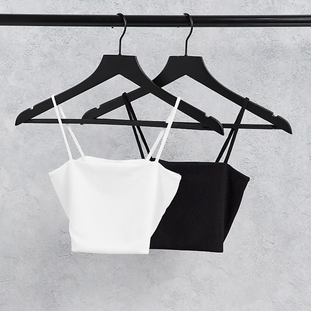 ASOS Monki Alice 2 Pack Crop Cami Tank (black & white)